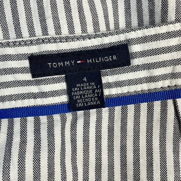 Tommy Hilfiger Preppy Striped Skirt Button Up Navy Blue White 100% Cotton - Picture 6 of 7